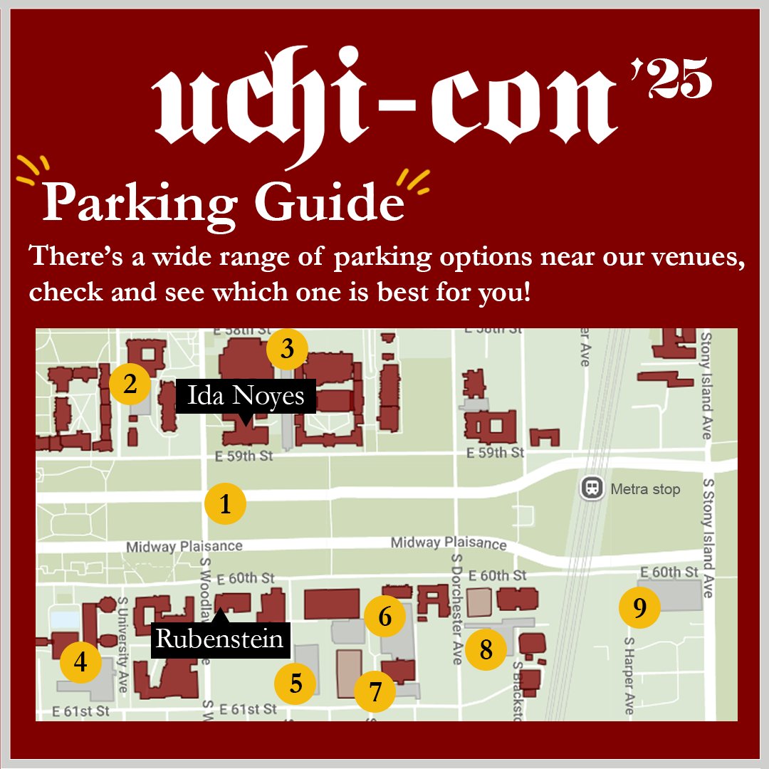 ucjas_official's tweet photo. Curious about parking at UChi-Con? Follow this guide for multiple parking spots around the venue! (1/3)

Pre-Registration for UChi-Con 2025 closes in 13 days. Pre-Register now for a $5 discount off of door prices and a guaranteed badge! https://t.co/gDO53XhYSB https://t.co/00L335ZcbG
