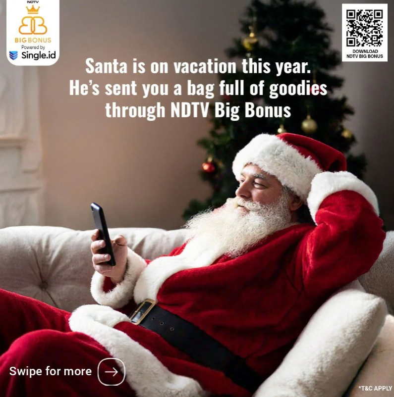 ndtvbigbonus's tweet photo. [Partner Content]Santa's christmas gift is here! Get up to 50% back in rewards every time you shop with NDTV Big Bonus at these stores and treat yourself to exciting surprises. Follow here: Download #NDTVBigBonus app from https://t.co/L6Cf9CuZpi with your bank card https://t.co/NcQCGCWLix