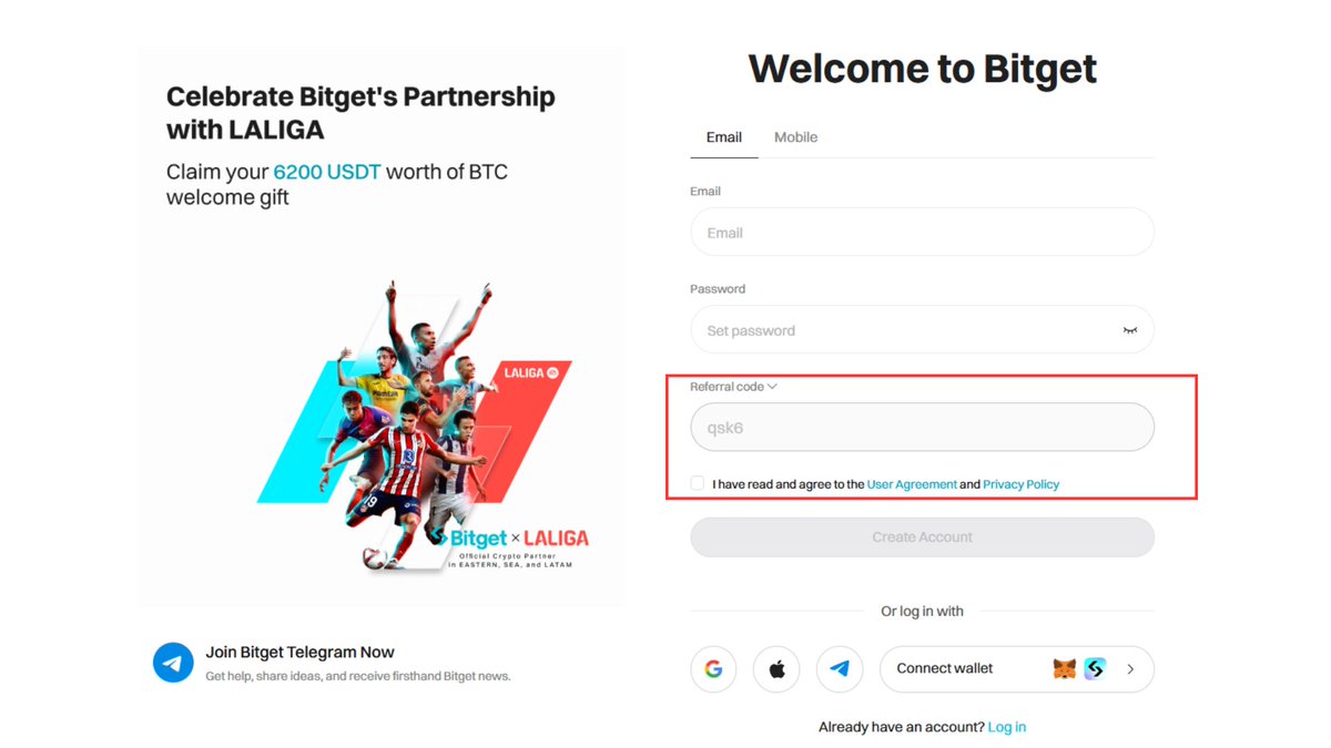Bitget_referral's tweet image. What is the Bitget Referral Code in 2025?

The Bitget referral code, such as &quot;qsk6,&quot; is a promotional code that unlocks exclusive rewards for new users on the Bitget cryptocurrency exchange.

#bitget #bitgetreferralcode