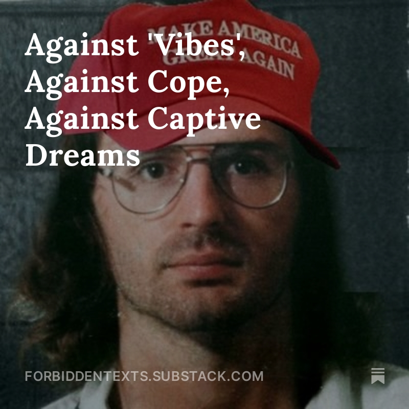 AcademicAgent_X's tweet image. New article: Against 'Vibes', Against Cope, Against Captive Dreams (link below)