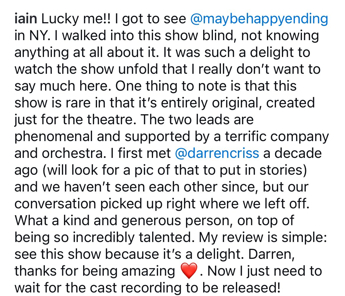 DarrenArmy's tweet photo. “Lucky me!! I got to see @/maybehappyending in NY. I walked into this show blind, not knowing anything at all about it. It was such a delight to watch the show unfold that I really don't want to say much here…” ~ Iain Armitage

https://t.co/Z8BlXpUPw3 https://t.co/hJFa3oYKrU