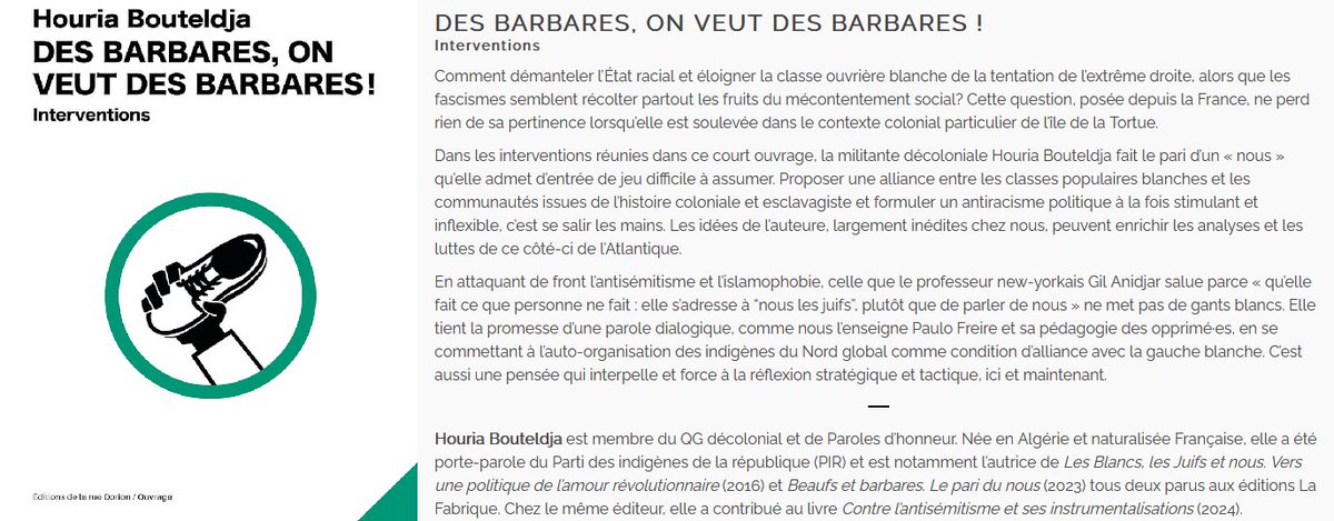PhilipeBoudreau's tweet photo. À paraitre le 3 février 2025
aux Éditions de la rue Dorion (@ClaudeRioux1 ).
La publication de ce livre de Houria Bouteldja (@HB__officiel ) est le fruit d'une collaboration avec la @revueouvrage 
https://t.co/aAfy1MeQ8x https://t.co/Tq57u3x5mi