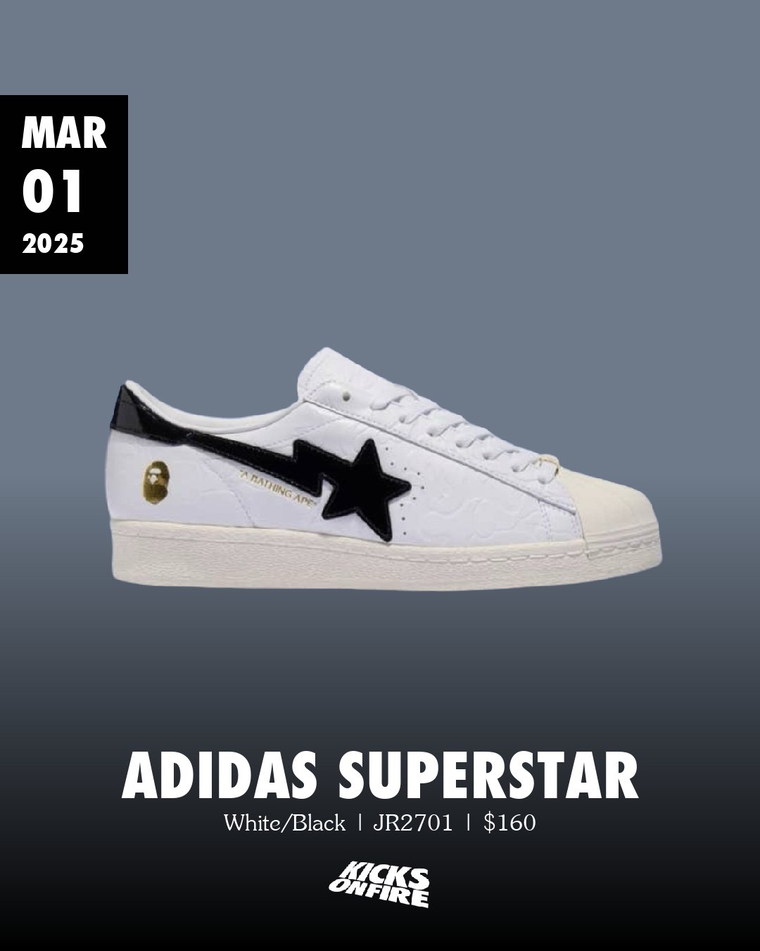 【Adidas x BAPE】 Superstar Vintage Cloud White Core Black Sneaker Politics