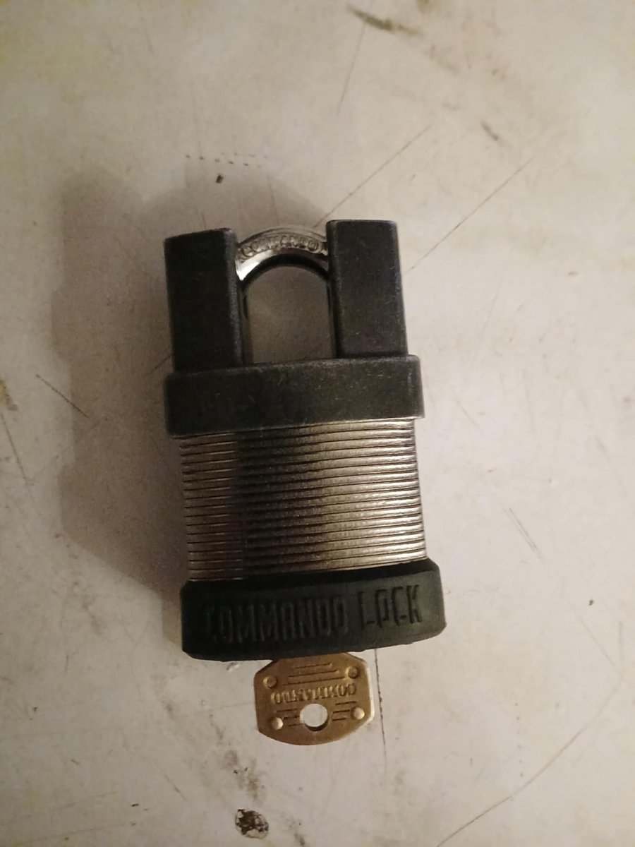 FLBlueBird1's tweet photo. I borrowed a lock from my brother to secure my gate after noticing that someone came and stole the antique iron toilet from the charred remains of my front porch. 

 When I started fiddling with it to secure the gate, the whole contraption fell to pieces. 😆 https://t.co/0oGX3PAKg6