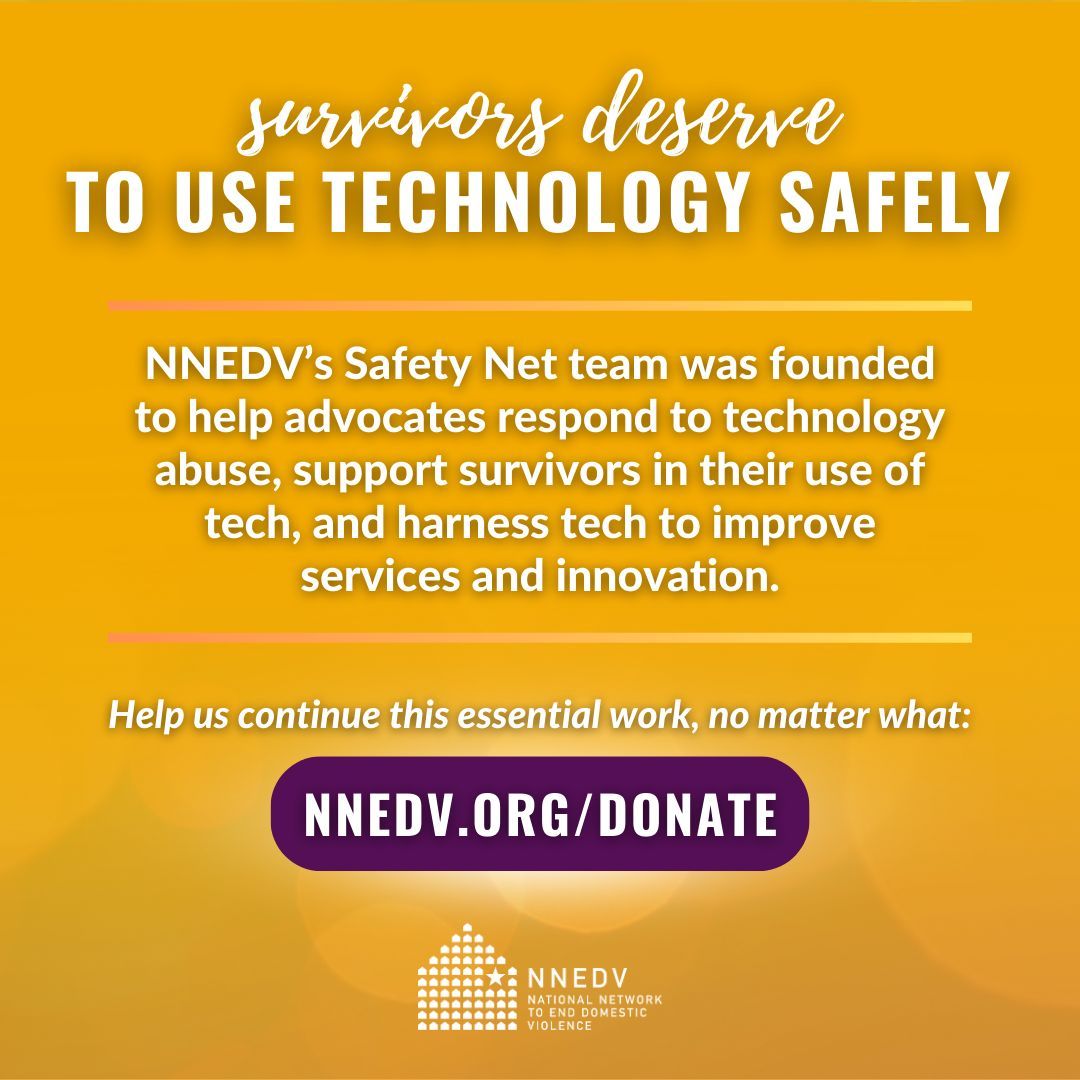 nnedv's tweet image. #SurvivorsDeserve to use tech safely. For nearly 25 years, our #SafetyNet team has been working at the intersection of tech and abuse, advising tech companies, and supporting advocates and survivors. 

Help us continue this urgent work, no matter what: bit.ly/34f6eCD