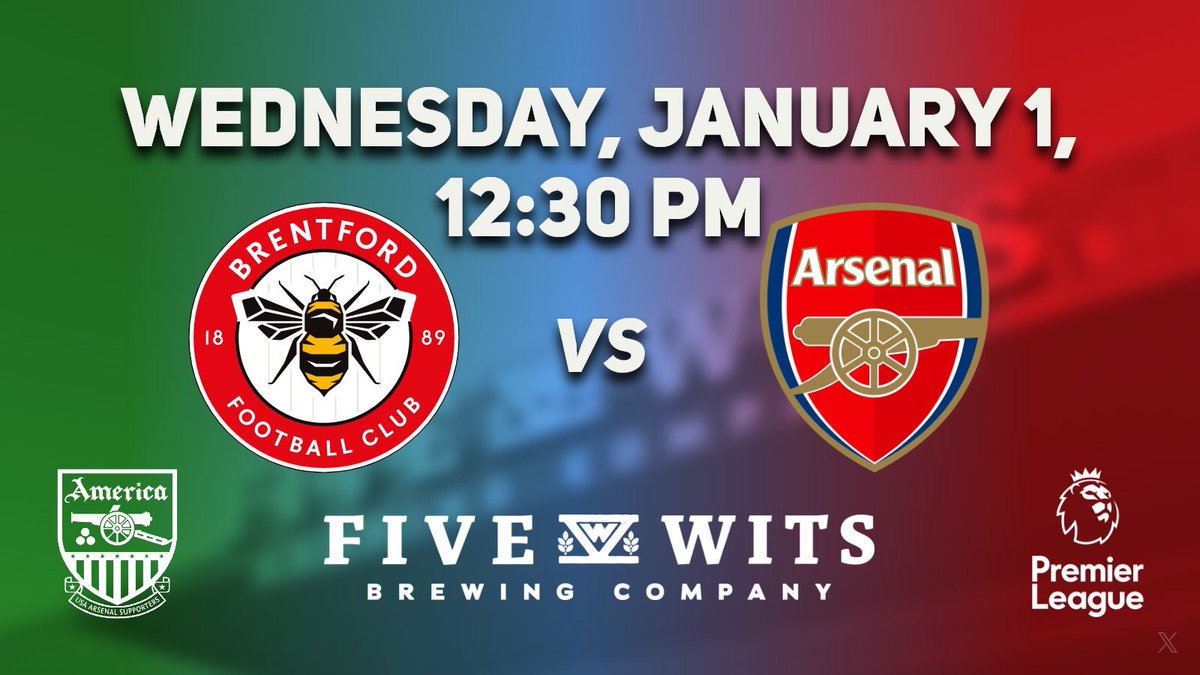 Happy New Year GoonerNooga! Join us new year's day <a href="/five_wits/">Five Wits Brewing Company</a> for Brentford vs Arsenal, Wednesday, January 1 at 12:30 PM.

#coyg
#chattanooga
#chattanoogatn
#chattanooga_fun
#chattanoogatennessee
#chattanoogagooners