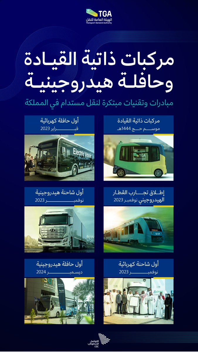 مركبات ذاتية القيادة، وحافلة هيدروجينية؛ مبادرات وتقنيات مبتكرة لنقل مستدام في المملكة. #التواصل_الحكومي