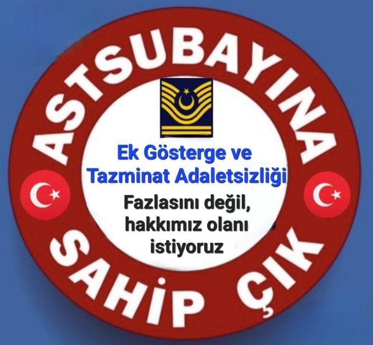 Görev ihtisas saha malzeme silah ve personel sorumluluğu verdiğiniz koskoca BÇVŞ ve KD. BÇVŞ' a tazminat ve özlük haklarını vermek zor geliyor. Ha gayret asgari ücretin altında maaşa mahkum edin olurmu. İtibar sadece sizemi ait sanıyorsunuz?
#Astsubaylar
<a href="/tcsavunma/">T.C. Millî Savunma Bakanlığı</a> 
<a href="/RTErdogan/">Recep Tayyip Erdoğan</a>