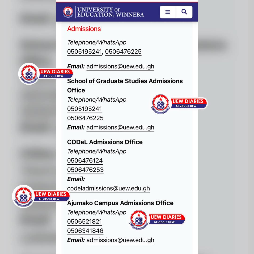 Anyone having any challenge with anything about UEW should Whatsapp them using their official contacts only.
