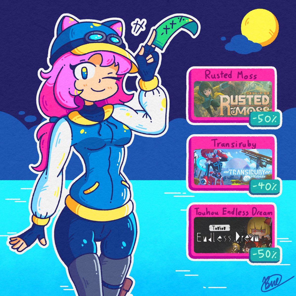 Iced_Lemon_Draw's tweet photo. Time to draw the steam sale girl and recommend some games that I enjoyed this year!
(Full post in comments ⬇️)
#SteamWinterSale #steam #rustedmoss #WitchHand #WitchingStone #MinishootAdventures #Transiruby #TouhouEndlessDream #TouhouKaseigai #Archvale #maidenandspell https://t.co/NEXSppB9kT