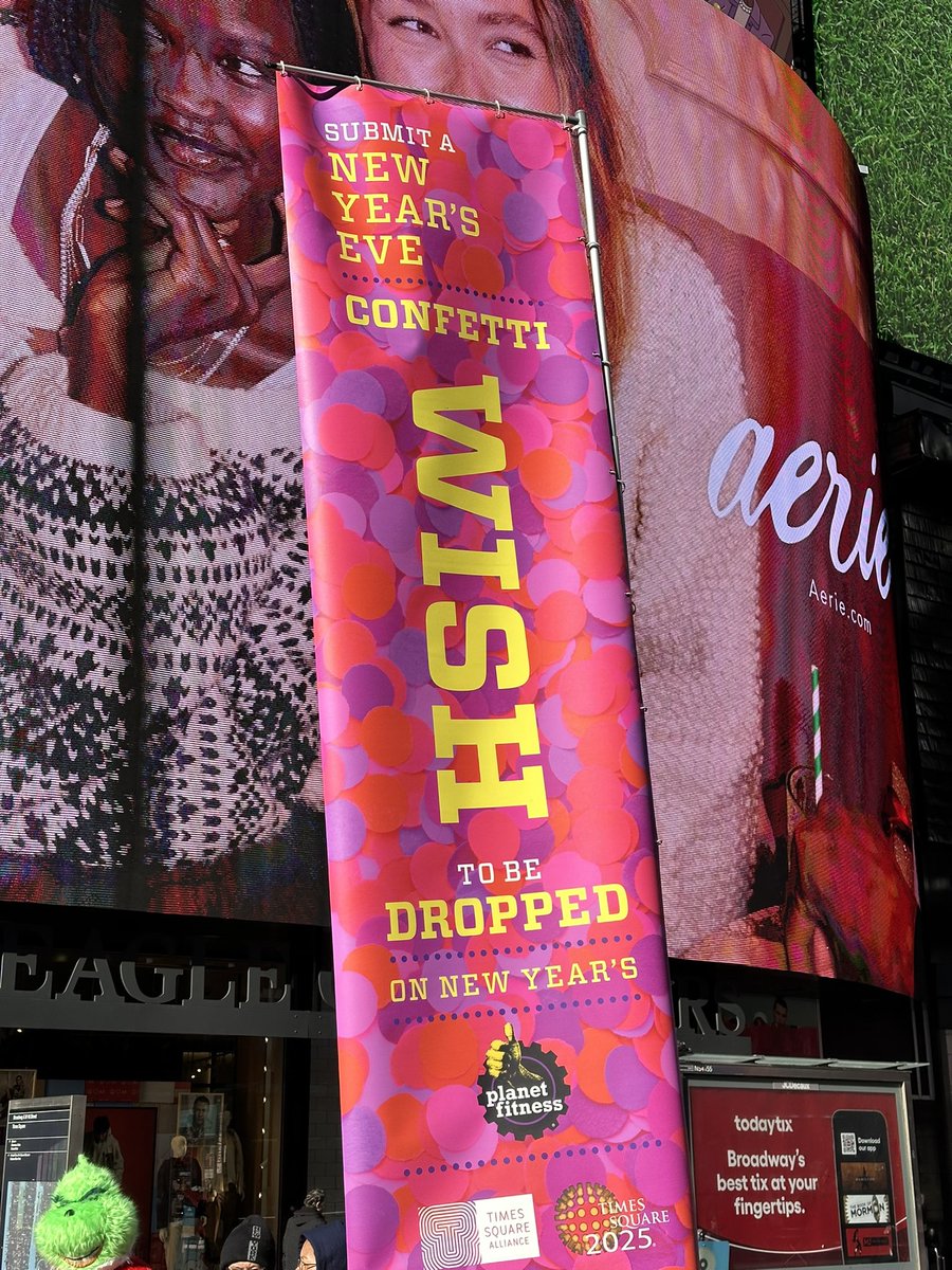 TimesSquareNYC's tweet photo. Today’s the last day to make your New Year’s Eve wish 💌🎉 Write your wish for 2025 on the official #NYE confetti! The @PlanetFitness Wishing Wall is open from 11am - 8pm 🪩 You can also submit your wishes online at https://t.co/4nI2nMmB1A #NewYearsEve #ConfettiWish https://t.co/3VTMhC7qxp