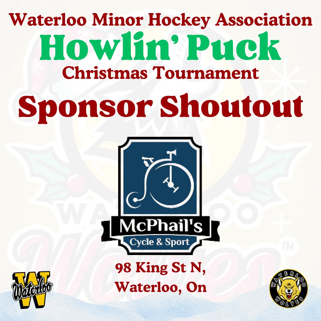 Sponsor Shoutout❗️

We are going to shoutout some more of our amazing sponsors for the Howlin' Puck! 

McPhail's Sport &amp; Cycle has donated two player sticks and two Kitchener Rangers tickets 🏒

The KW Siskins donated a signed team jersey 🟡⚫️