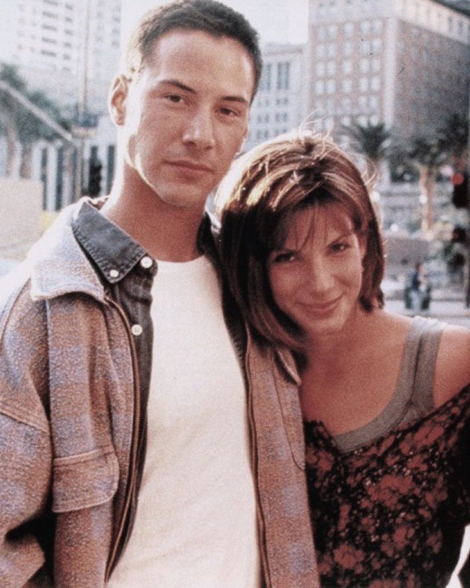 Keanu Reeves &amp; Sandra Bullock on the set of Speed (1993)