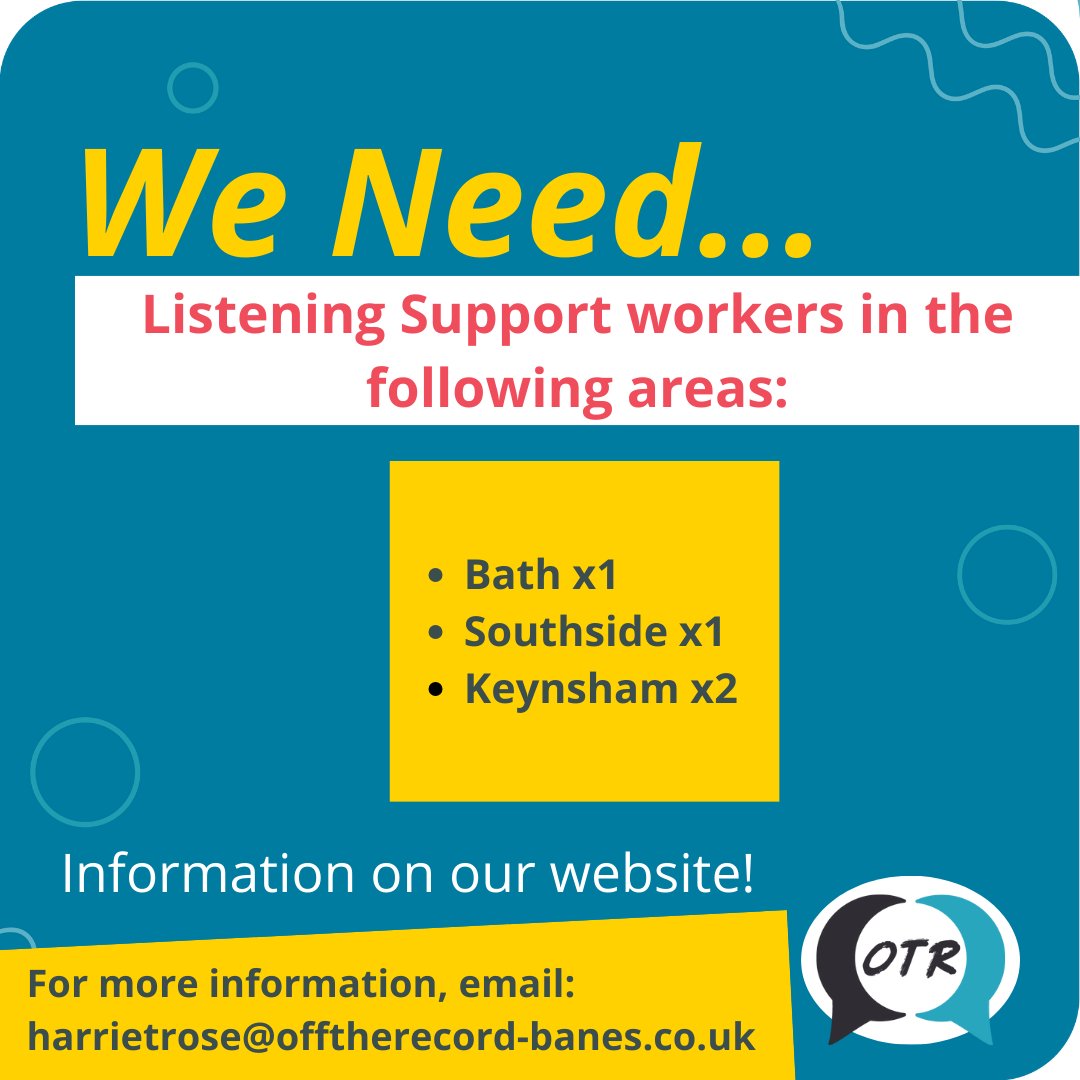 Now that Christmas is over, you might be thinking about ways to give back locally and set intentions for the New Year ahead. Well, we are looking for Listening Support work volunteers to support young people in BANES. See our website for role description and application form.