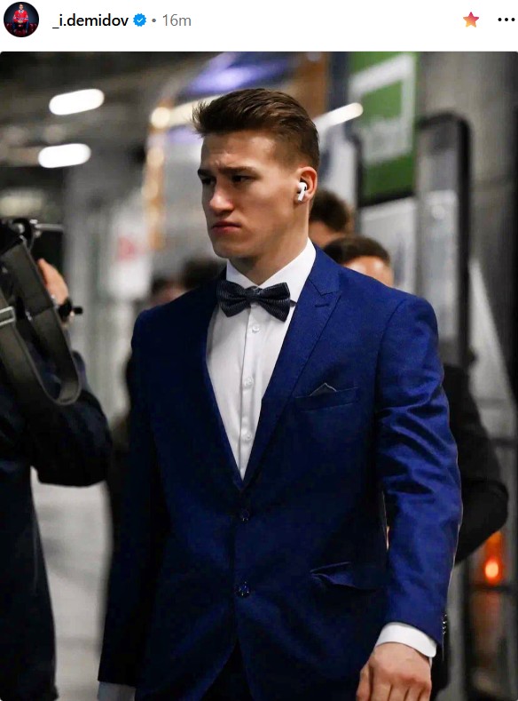 <a href="/CanadiensMTL/">Canadiens Montréal</a>  Superstar prospect, Ivan Demidov just posted this picture on Insta.  

Looking very sharp, on and off the ice... !

#GoHabaGo 🟦⬜️🟥