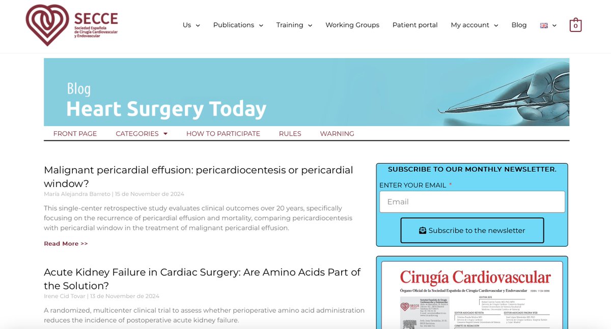 🫀 Which surgical technique interests you the most?
The Heart Surgery Today Blog features reviews from the top scientific journals.
👉 Join the conversation and explore here: secce.es/en/26090/
#HeartSurgery #Innovation #Cardiovascular