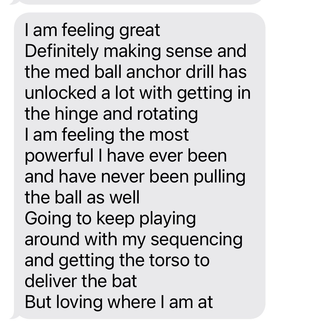 I have recently started to do a select few remote programs with serious athletes looking to get better and take ownership of their career.  

If interested in remote training with me please message send me a dm for info.  Here is one of my D1 hitters after a week of work