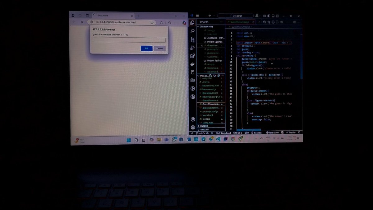 RiyaTyagi155121's tweet image. ✨Hey
Today I worked with a small game "Guess the number game "With javascript and it was interesting 🥂
#javascript
#javascriptmas
#guessthenumber