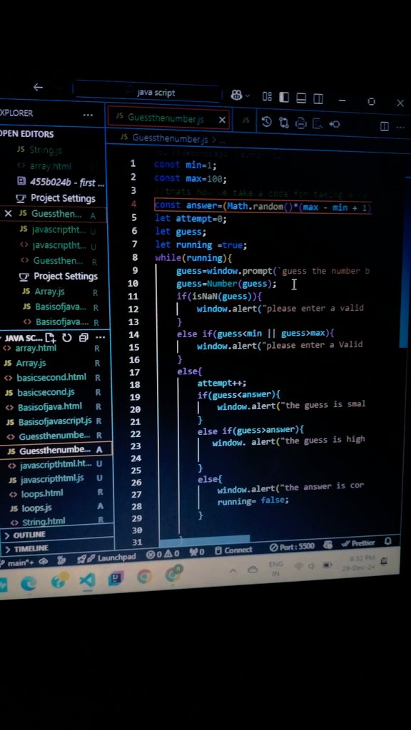 RiyaTyagi155121's tweet image. ✨Hey
Today I worked with a small game "Guess the number game "With javascript and it was interesting 🥂
#javascript
#javascriptmas
#guessthenumber