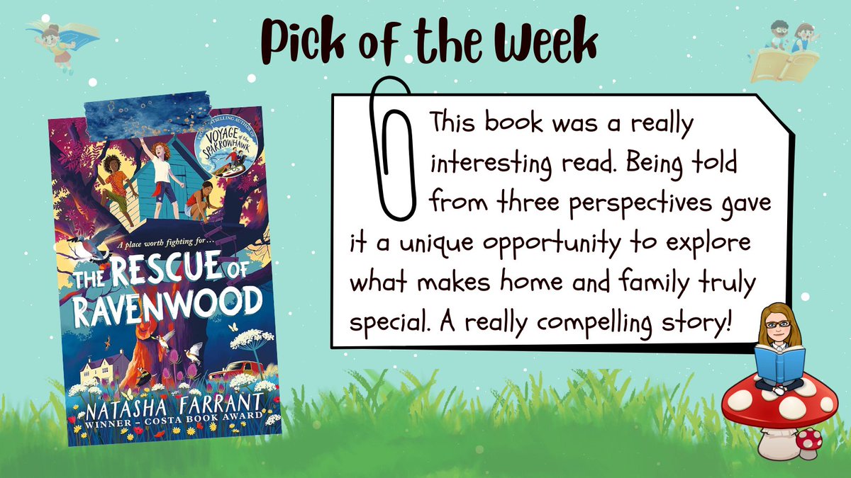 #ChattyReadingChallenge : Pick of the Week

The Rescue of Ravenwood by Natasha Farrant

“This book was a really interesting read. Being told from three perspectives gave it a unique opportunity to explore what makes home and family truly special. A really compelling story!”