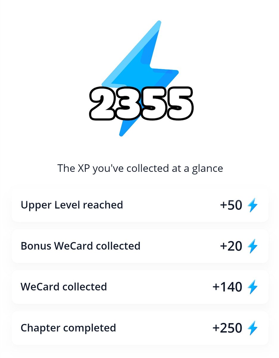 DavidYung's tweet photo. @Nafoleone Yep, you do indeed get 250XP for completing a chapter, which can be rare, but other than that then this person should NOT be able to collect so much XP unless you get a whole bunch of XP from filling out surveys &amp;/or playing games.

I'm surprised I managed to get 2355XP but 🤷🏻‍♂️. https://t.co/QkKr7fjbVc