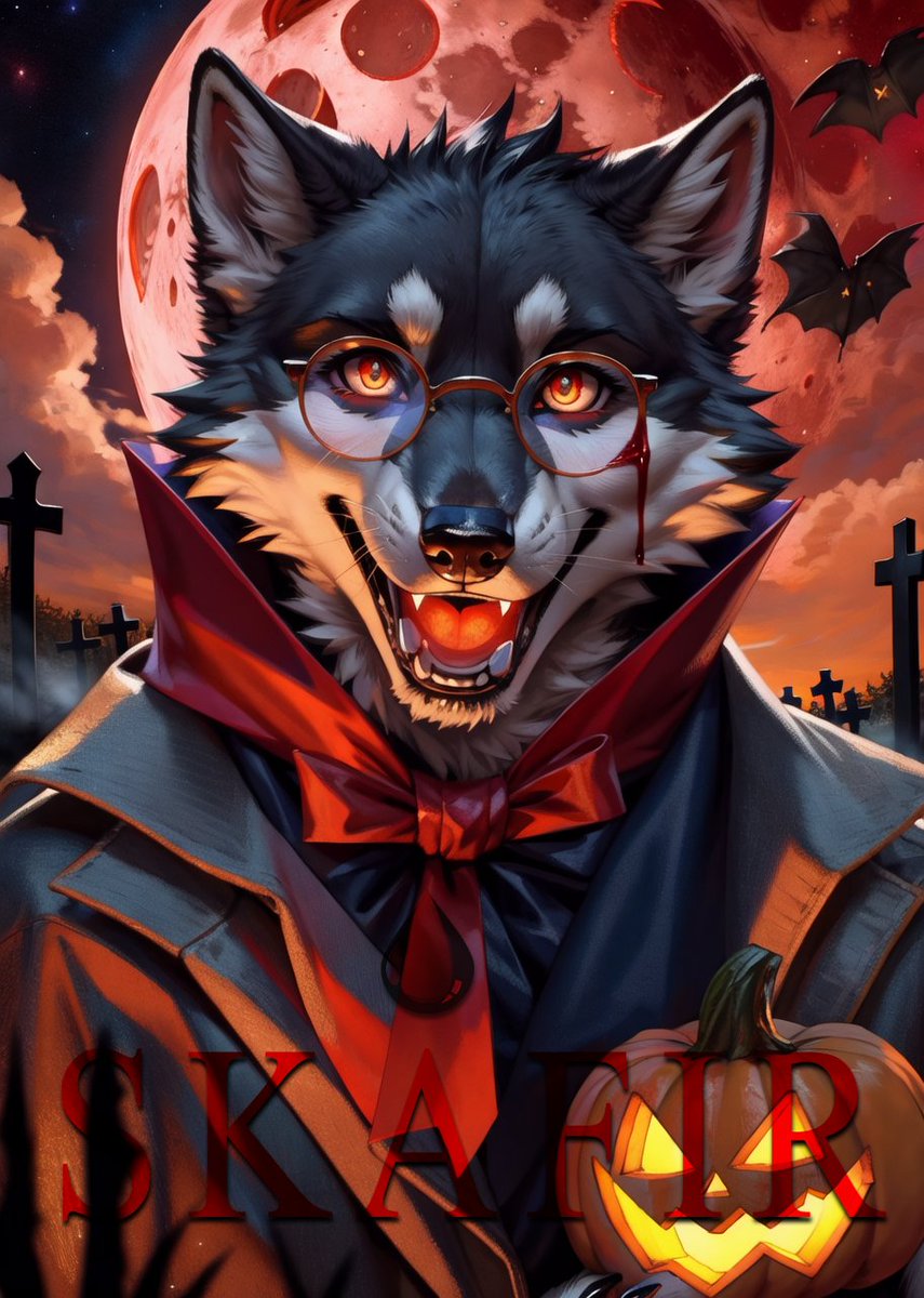 FerilosArt's tweet image. Some late AI Arts!
For halloween 24&apos;
Skafir / Me

#AIart #AI #stablediffussion #furry #furryart #Halloween #halloween2024 #wolf #vampire