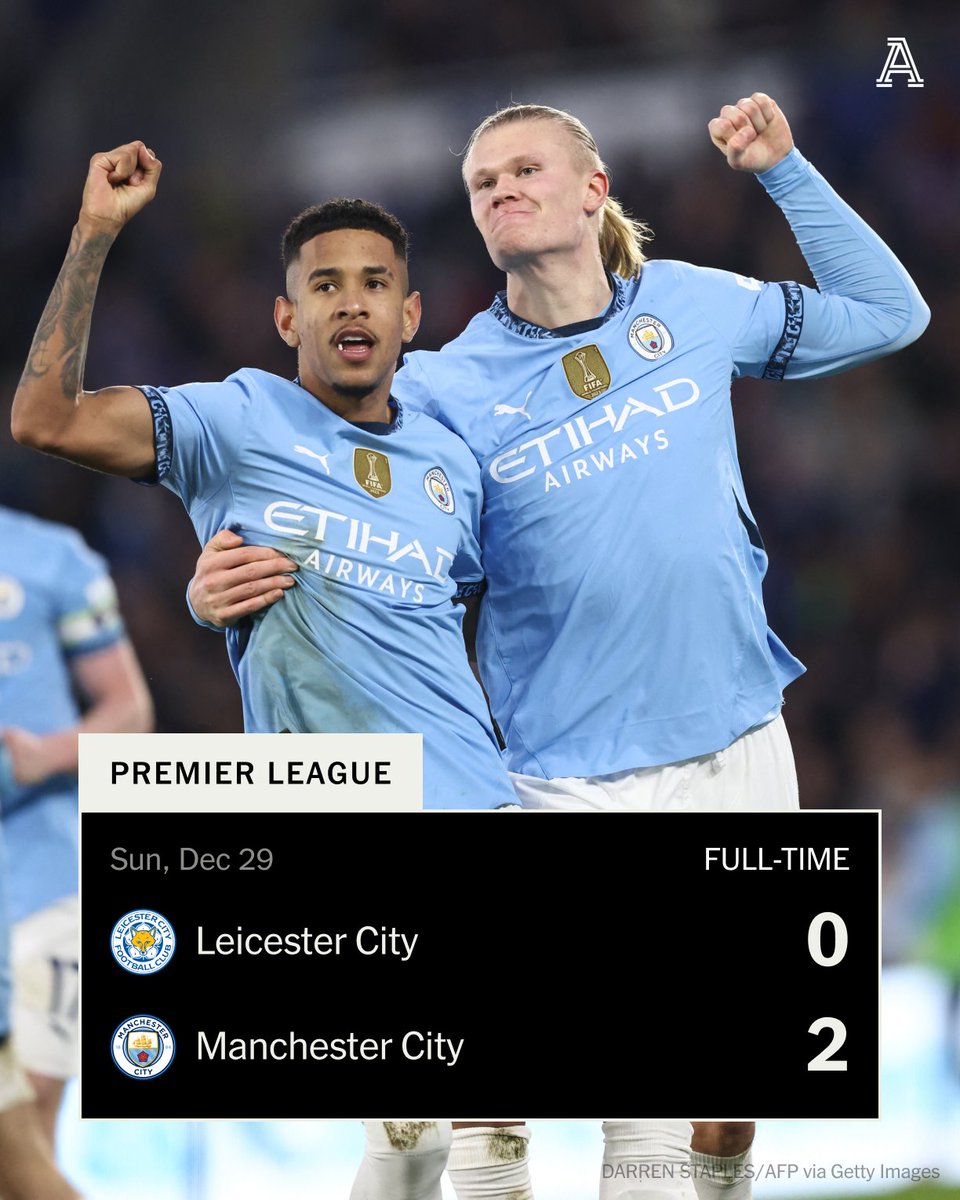 25 days since their last win, Manchester City taste success once again.

Goals from Savinho &amp; Erling Haaland earn Pep Guardiola's side three points on their visit to the East Midlands.

#LEIMCI | #LCFC | #MCFC