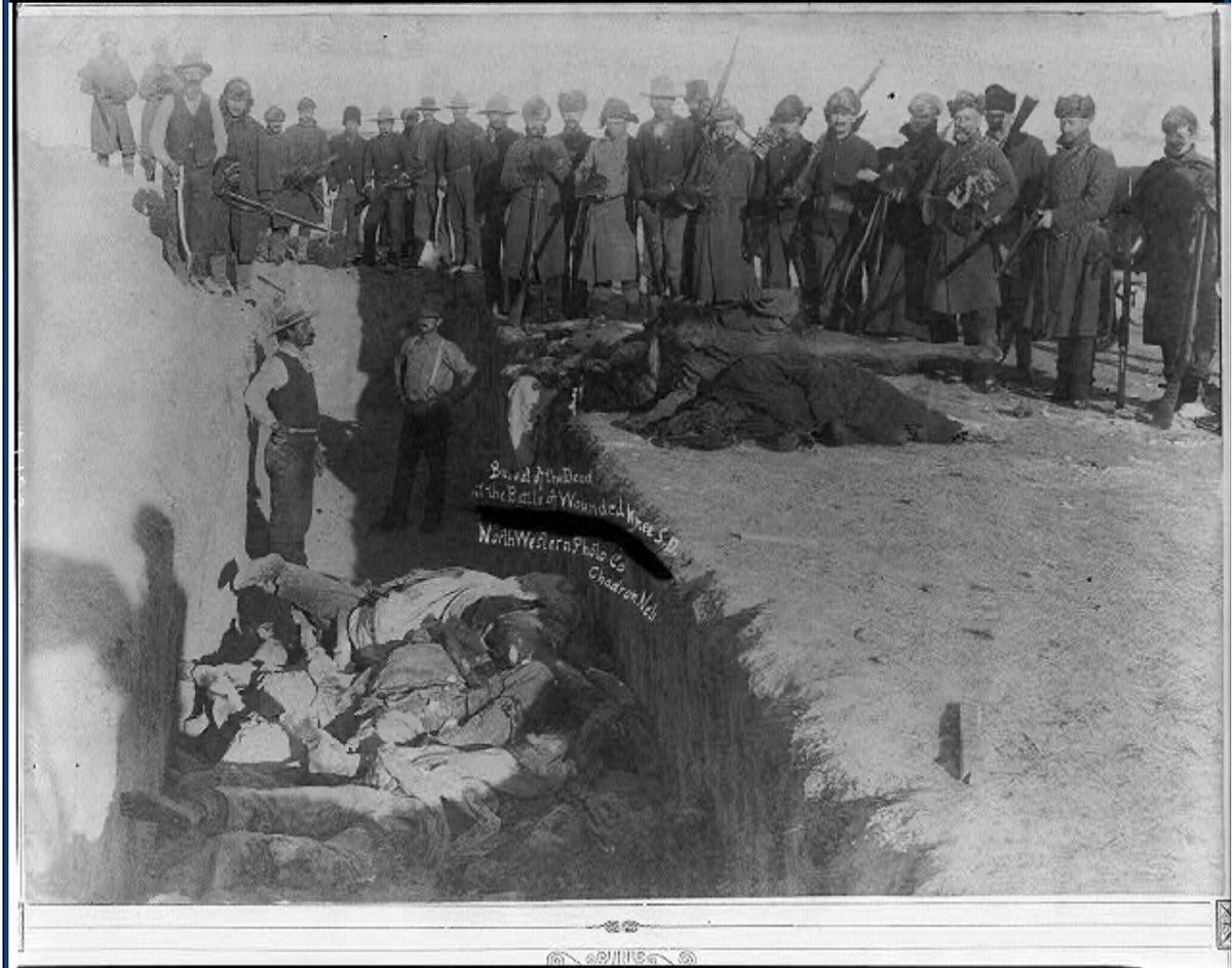 nickwestes's tweet image. It’s the 134th anniversary of the Wounded Knee Massacre, when the Seventh Cavalry killed 300 Lakotas in one the United States’ most infamous acts of genocide. Keeping with the Indian-killing tradition, the USA commits daily Palestinian massacres via its zionist entity.