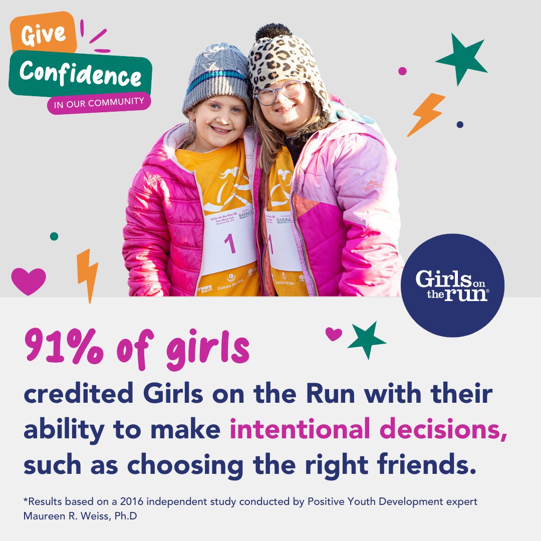 91% of Girls on the Run participants say GOTR helps them make positive choices—like choosing the right friends and building healthy relationships. 💖

Donate today to empower more girls with lifelong confidence! 
gotr-worc.org/fundraiser/Giv…