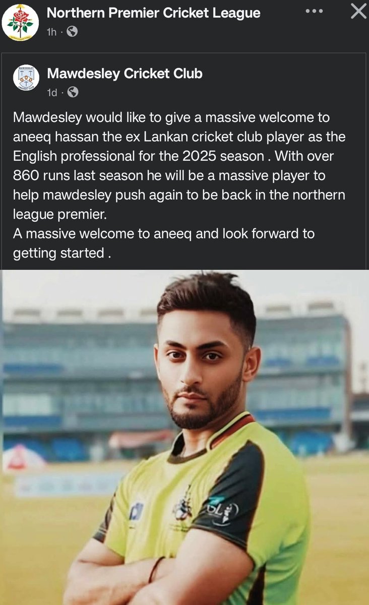ahsportsuk's tweet photo. Congratulations to @BoomBoomAneeq on signing for 2025 @MawdesleyCC  in the @npremierleague https://t.co/m1rISlW5ON