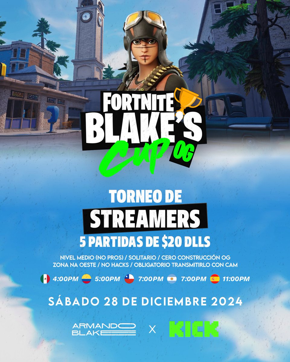 ArmandoBlake's tweet photo. ¡Bienvenidos a Fortnite Blake’s Cup OG!   

¿Te gustaría participar? Estos son los pasos:

- Seguirme en X y Kick.  
- Dale me gusta y retweet a este flyer.  
- Únete a mi discord: https://t.co/cqAhtrj4xr

@KickEspanol @KickCommunity @LatamKick
#FortniteBlakesCup #FortniteOG https://t.co/9fbGCWRpdd