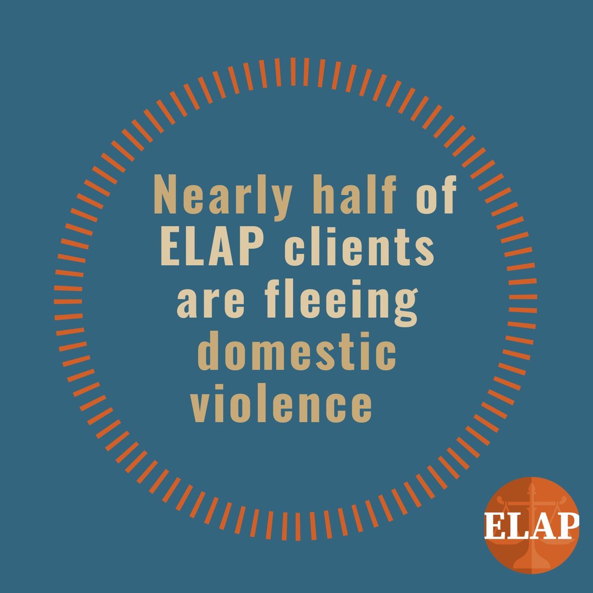 Sadly, almost half of our clients are experiencing domestic violence and need legal help to keep themselves and their children safe. 

✔️ Learn more: elap.org/domestic-viole…
✔️ Fund our critical services: elap.org/donate

#CivilLegalAid