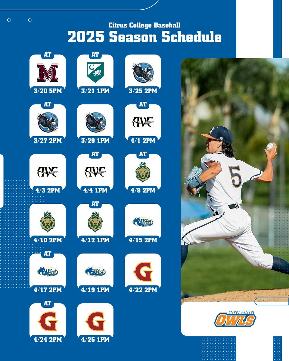 The 2024-2025 Citrus College Owls schedule!

<a href="/Citrus_Owls/">Citrus College Owls</a>