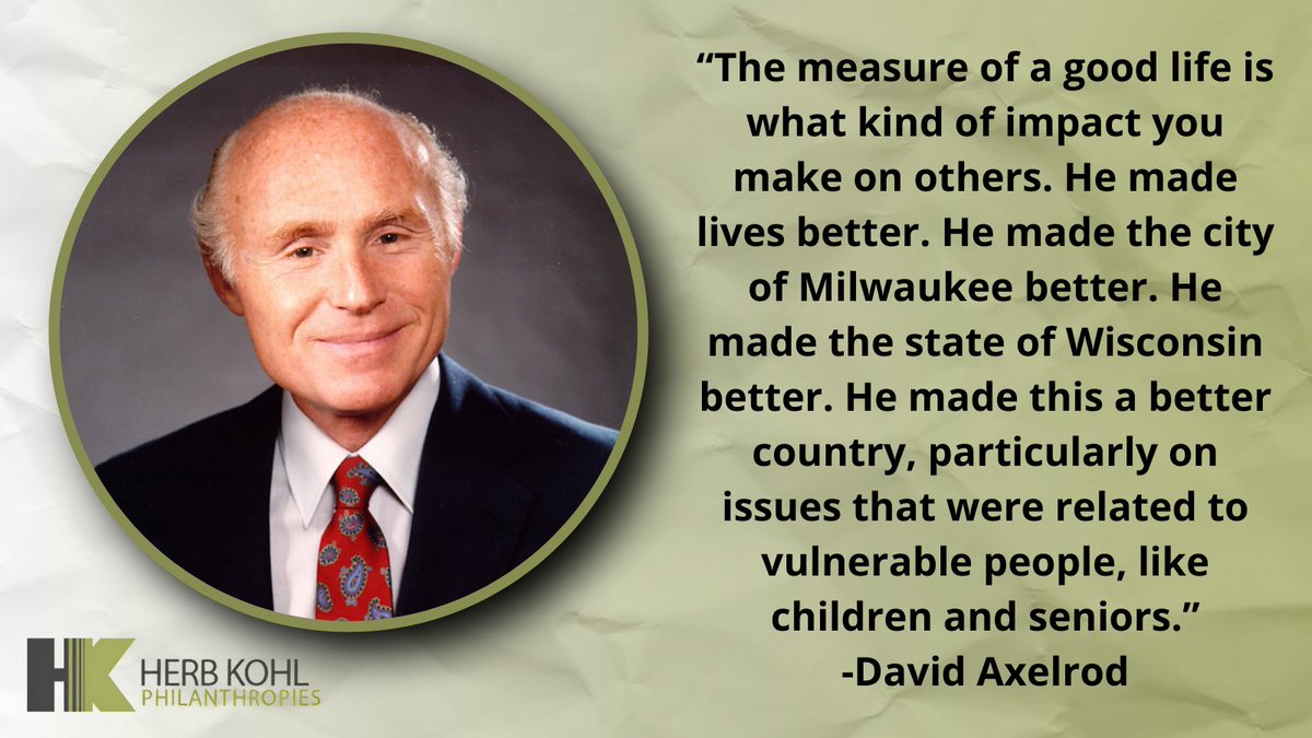 Herb Kohl Philanthropies (@hkpgiving) on Twitter photo On this day, we celebrate, honor, and remember the remarkable legacy of Herb Kohl. A tireless advocate for his community and state, Senator Kohl’s impact continues to resonate through the lives he touched. On this day, we celebrate, honor, and remember the remarkable legacy of Herb Kohl. A tireless advocate for his community and state, Senator Kohl’s impact continues to resonate through the lives he touched.