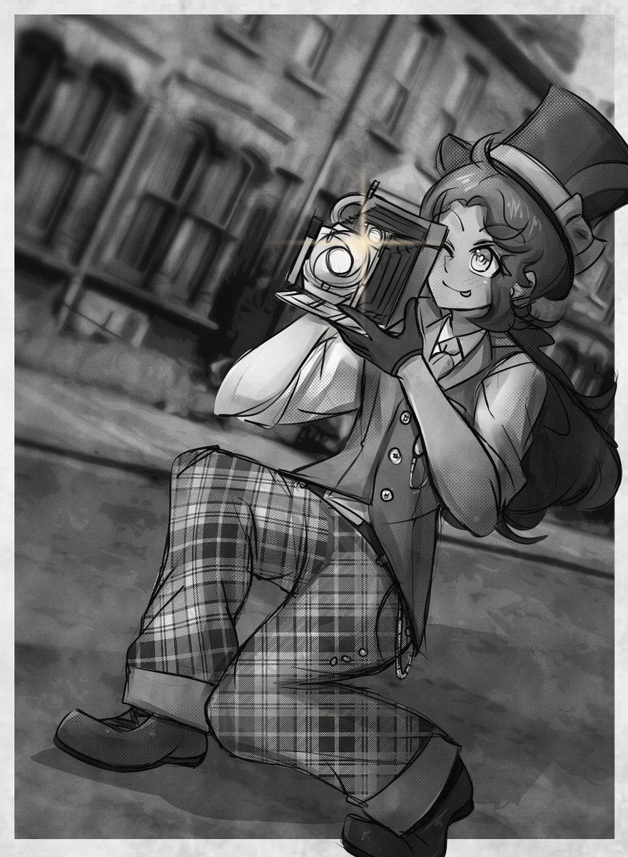 EthelPpj's tweet photo. Here's a character me and my gf brainstormed and designed some time ago!!

Her name is Addison McKinley, a self proclaimed detective making the rounds in Victorian London to solve mysteries with the help of her trusty camera!

Hope you like her ^^ 💙 https://t.co/2cfO10Tt91