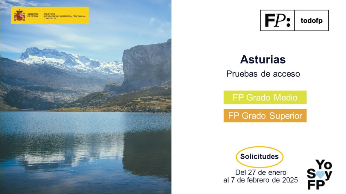 📢 #FPAsturias. Pruebas de acceso. Grado Medio y Superior #TodoFP #YoSoyFP
🔴 Inscripciones: Del 27 de enero al 7 de febrero de 2025
🔎 lnk.limeapp.es/62278