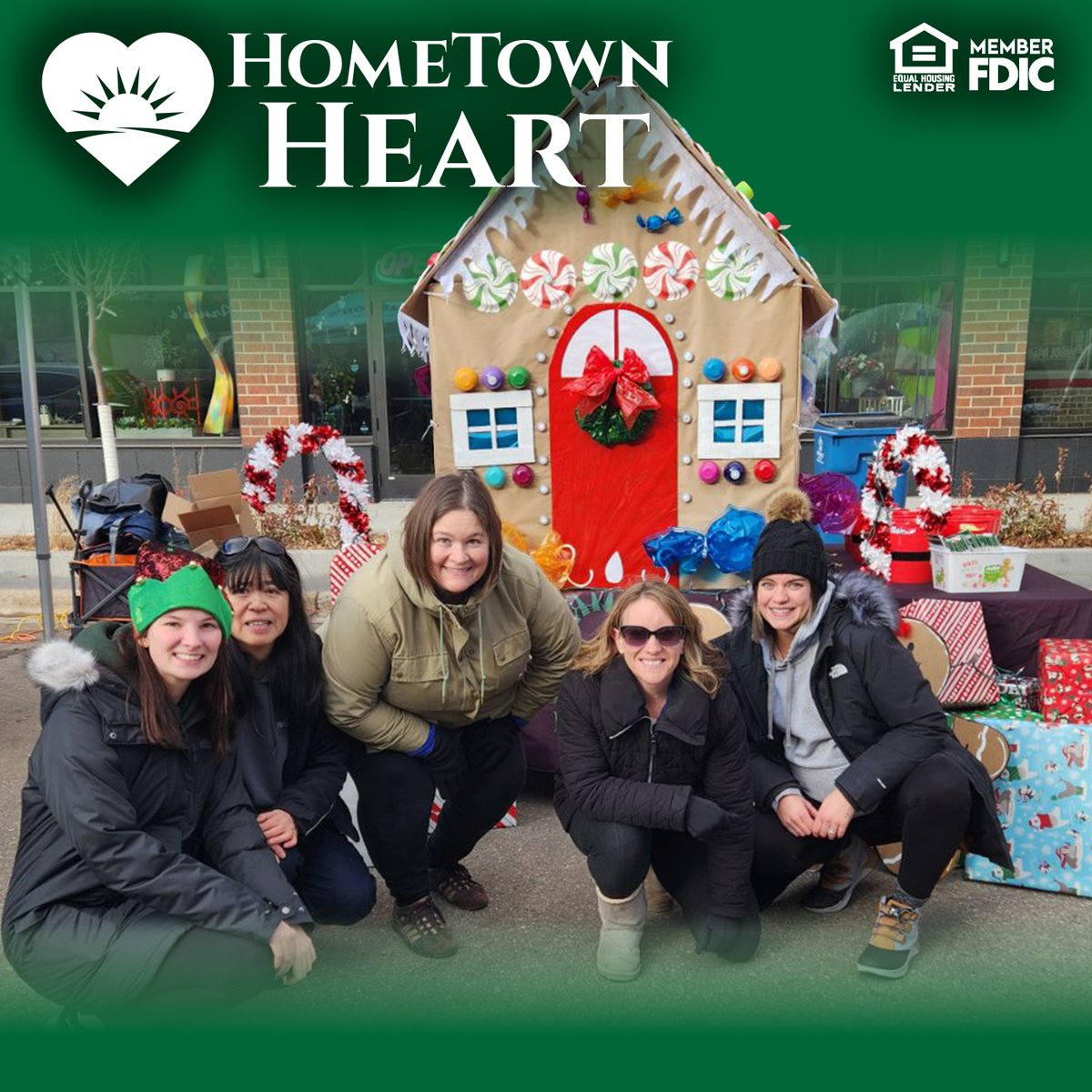 HomeTownBankMN's tweet photo. This holiday season, we're proud to support local charities that make a difference in our community. Join us in spreading joy and lending a helping hand to those in need. With you, beside you, and for you – HomeTown Bank is making a difference. 💚

#BankLocal #CommunityBanking https://t.co/MB9DoQgxeL