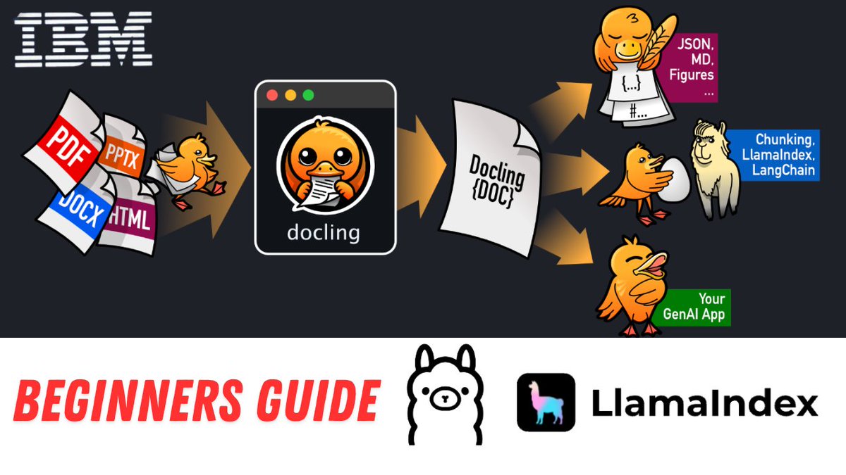 mesudarshan's tweet image. Docling from @IBM, Open Source Library to make documents LLM Ready

- Step by step guide
- Simple to Advance features
- Docling via CLI
- Integrate with models via @ollama &amp;amp; @huggingface
- Easy integration with @llama_index

Video link in 1st comment👇

#docling #parser #llm #ai