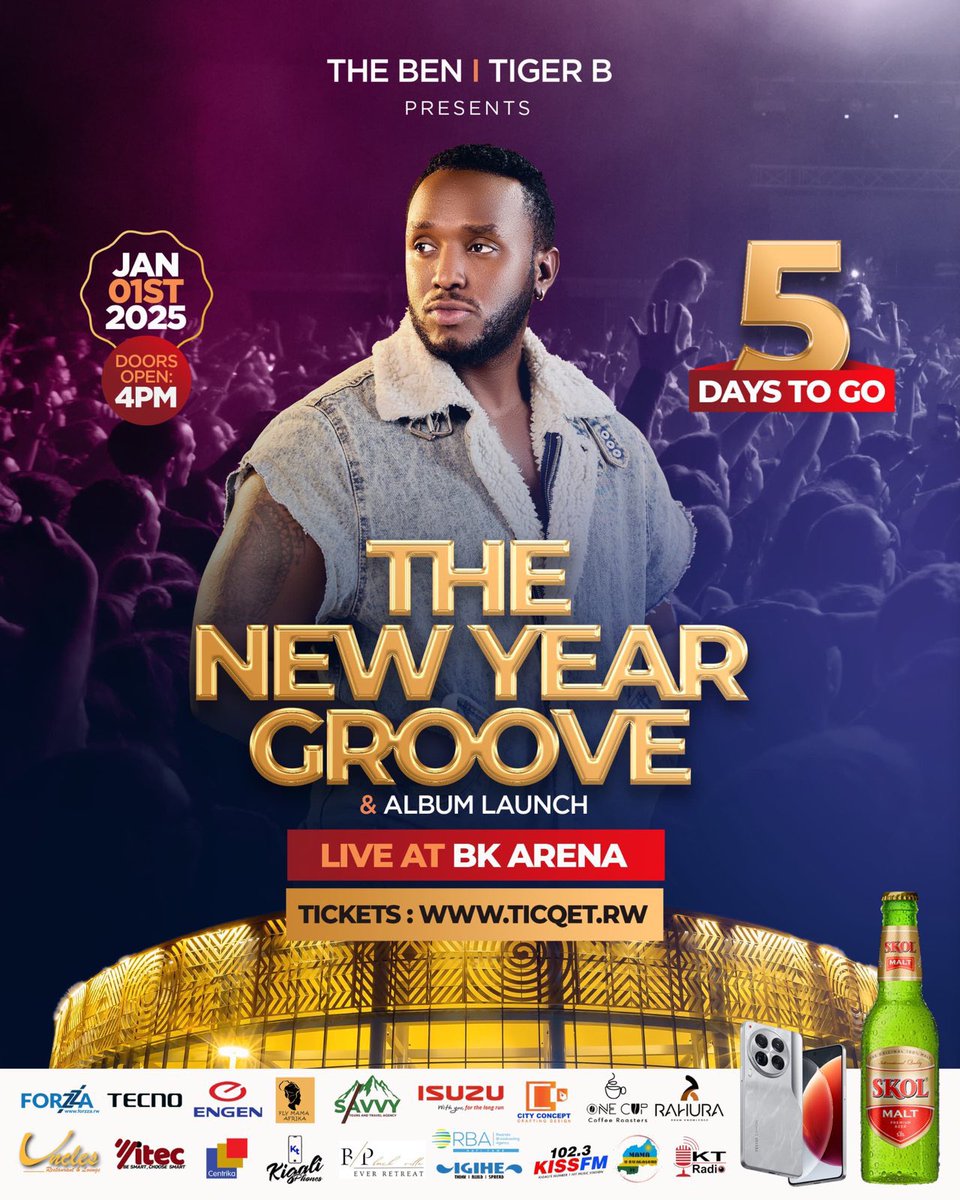 Suwimbabazi_M's tweet photo. Happy holidays 🎄🎆
D-5 Gearing up for the New year Groove and Album Launch of @TheBen250 aka #TIGERB
🗓️January 01st 2025 📍@bkarenarw in @CityofKigali #Gasabo 🇷🇼
#Rwandan Diaspora in Holidays are you ready?? Hope you have booked your tables   Already! it is about to go 🔥🔥🔥 https://t.co/dJIvFD4w0t