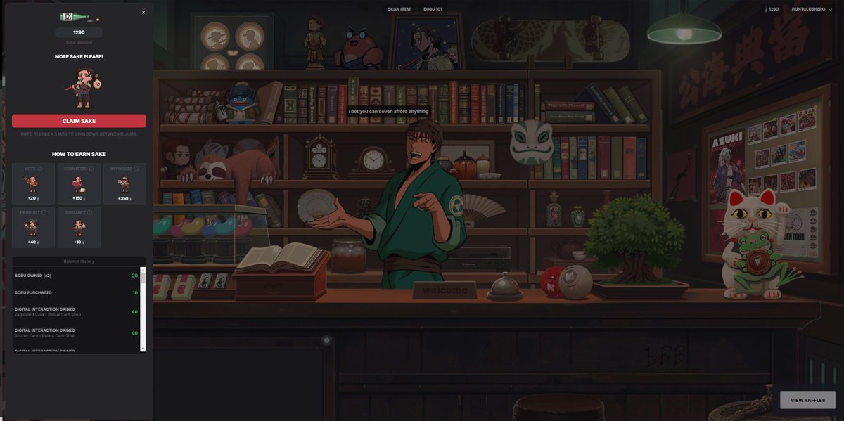 huntclubhero's tweet image. With over 200 sign ups the first week, I&apos;m honoured and grateful for the communities participation.

Every @BobuBeanFarmer holder can participate in the raffles for WILD collectables, FREE.

PSA - Remember to sign up your email, twitter and wallet. 

Sake points are distributed…