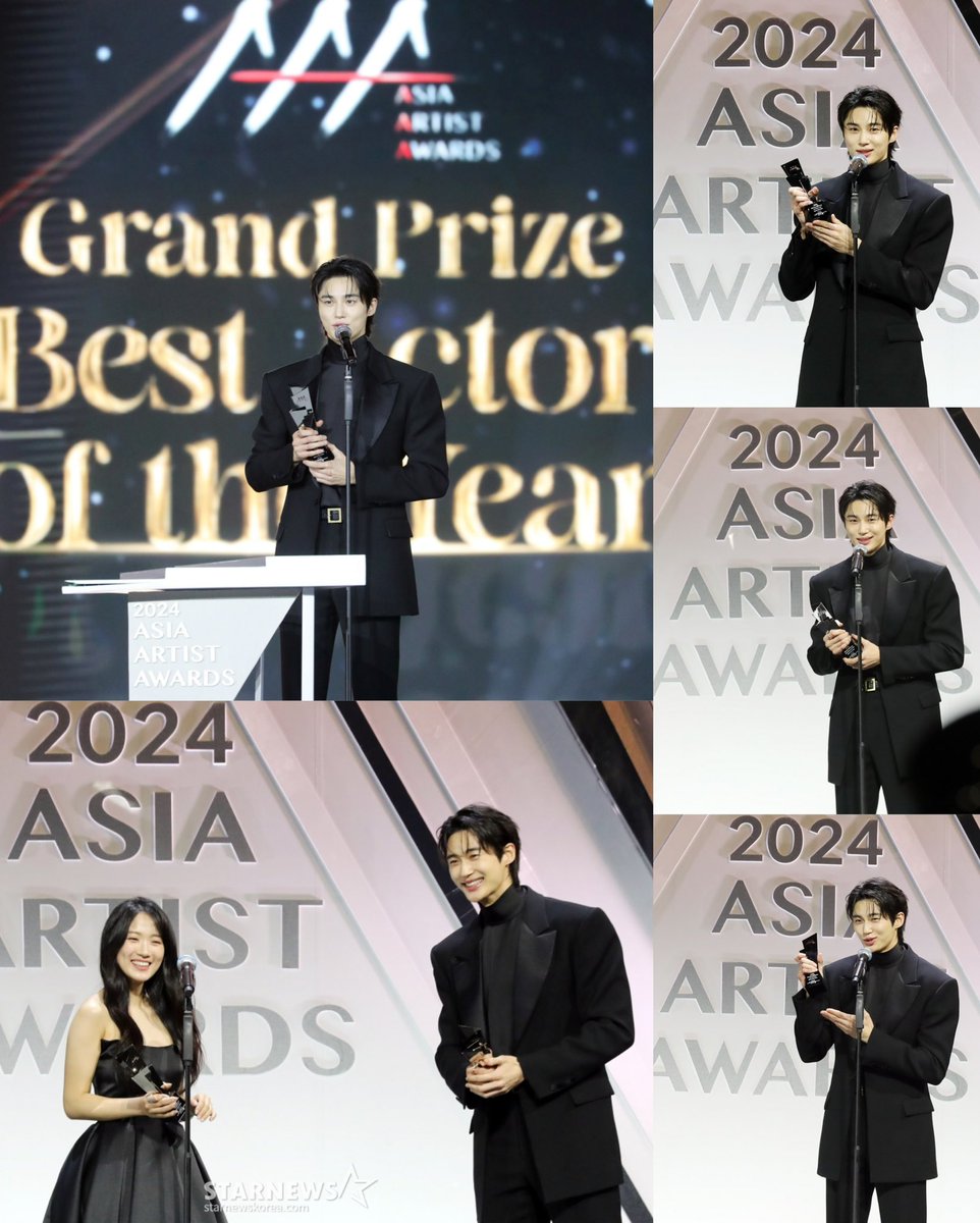 bwooseokglobal's tweet photo. Congratulations, #ByeonWooSeok for winning big at the Asia Artist Awards 2024! 🏆👏🏻

— Grand Prize Award (Best Actor of the Year)
— Popularity Award (Actor Category)
— Asia Celebrity Award
— Best Artist Award
— Best Couple Award with #KimHyeYoon
— Best OST Award: Eclipse’s Sudden Shower

Our heartfelt appreciation goes to to Tongtongies, Hyeppys, and Subeomideuls too! The #AAA2024 wouldn't be this successful without all your support 💙💛

#변우석 #BYEONWOOSEOKinAAA2024