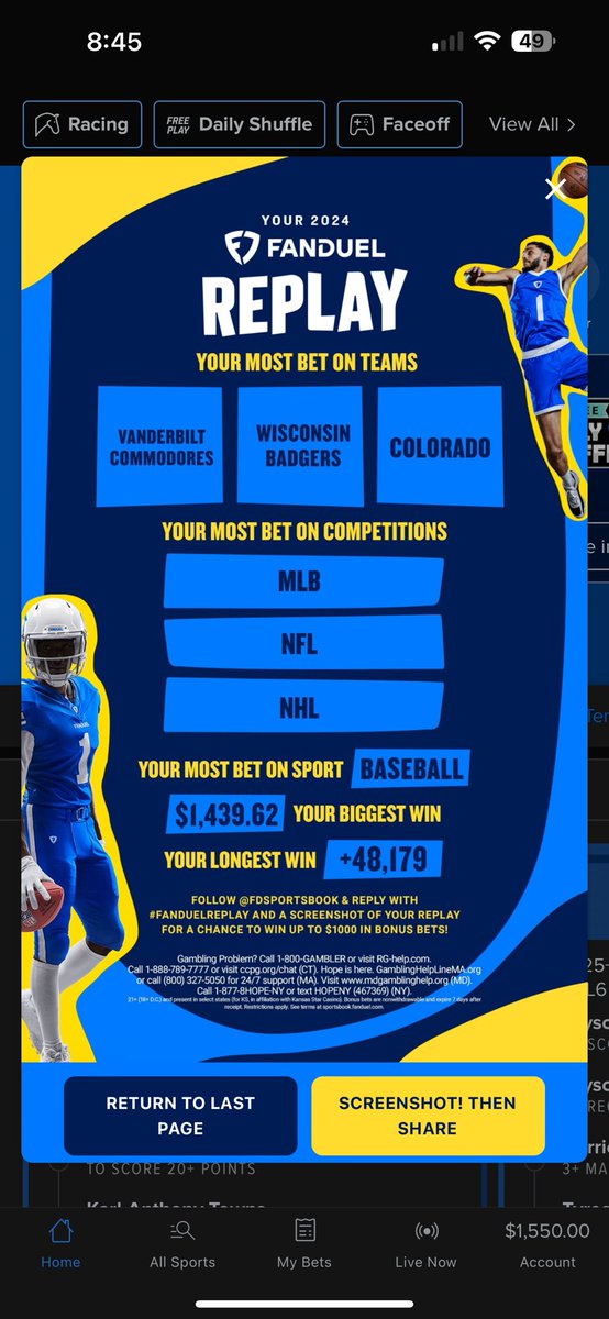 6301Sports's tweet photo. @FDSportsbook #FanDuelReplay https://t.co/lpvzEOU8wx
