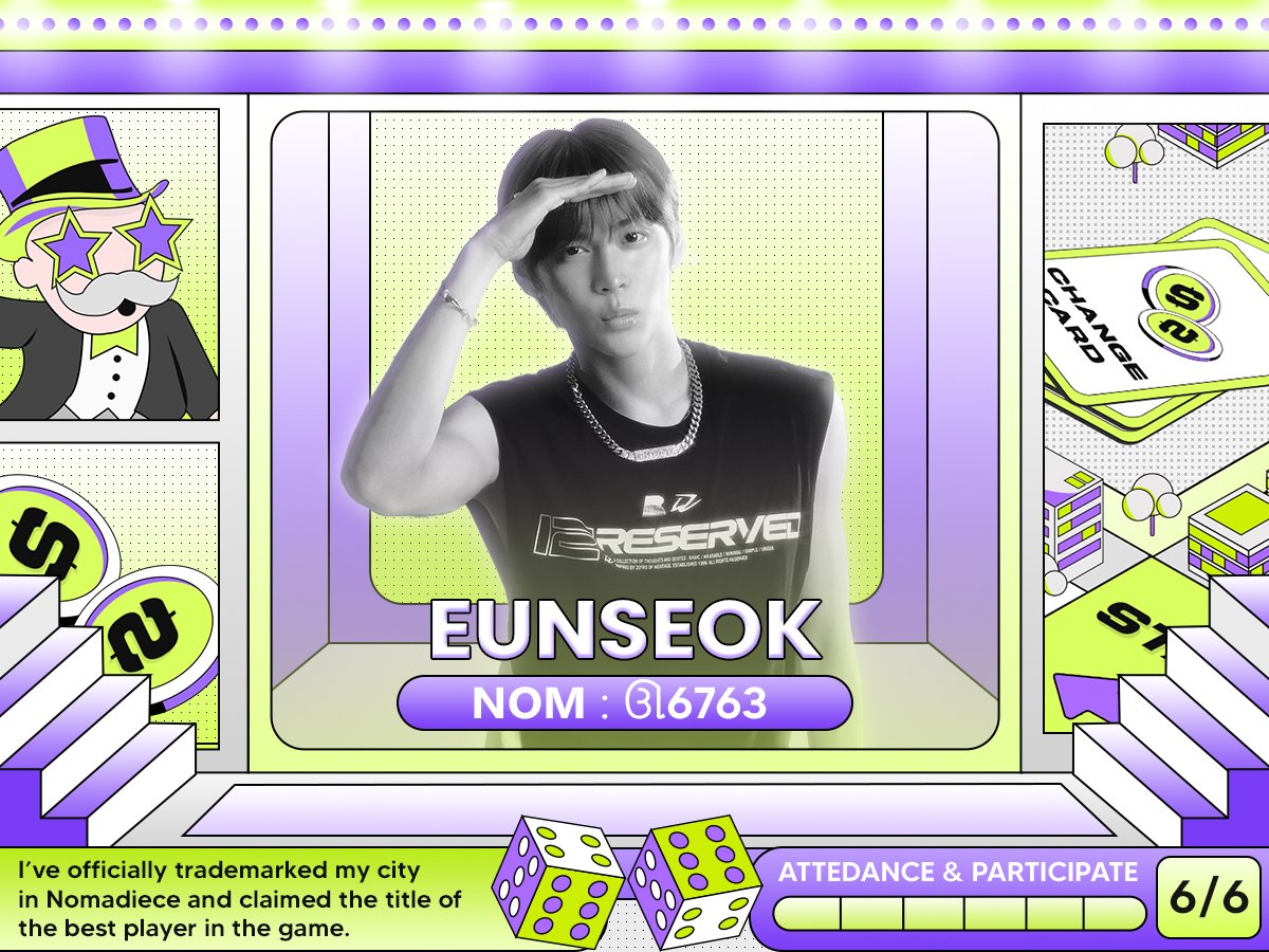 6 days with Nomadiece feels so short yet I still got so much fun. I, Eunseok, now successfully finished my journey with Dieces, see you when I see you! 🎲