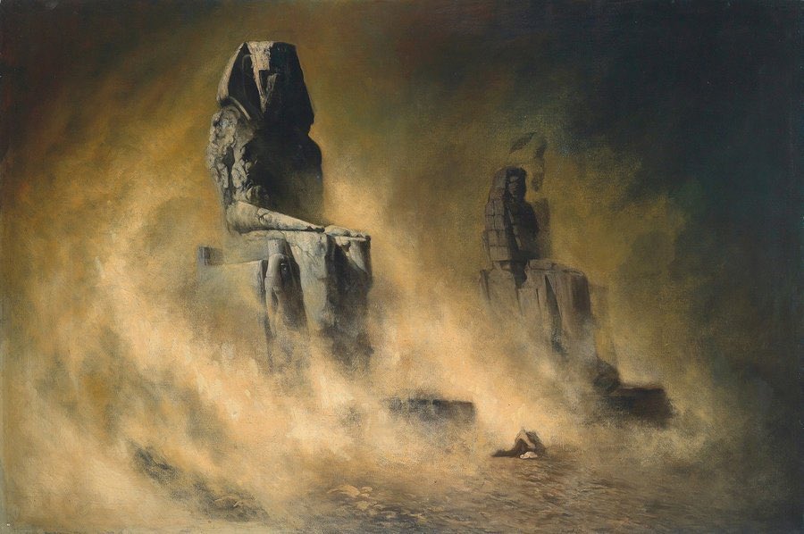 The Colossi of Memnon in a Sandstorm (1896), by Karl Wilhelm Diefenbach