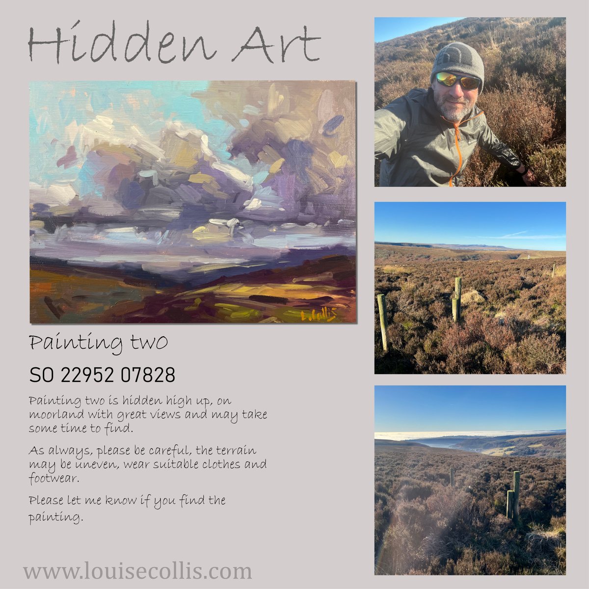 Hidden Art 2024

I've hidden two paintings in the landscapes that inspire me. Please check out the coordinates and photo clues. If you find one it's yours to keep.

Please repost and comment to be in the draw for the third painting.

Good Luck.