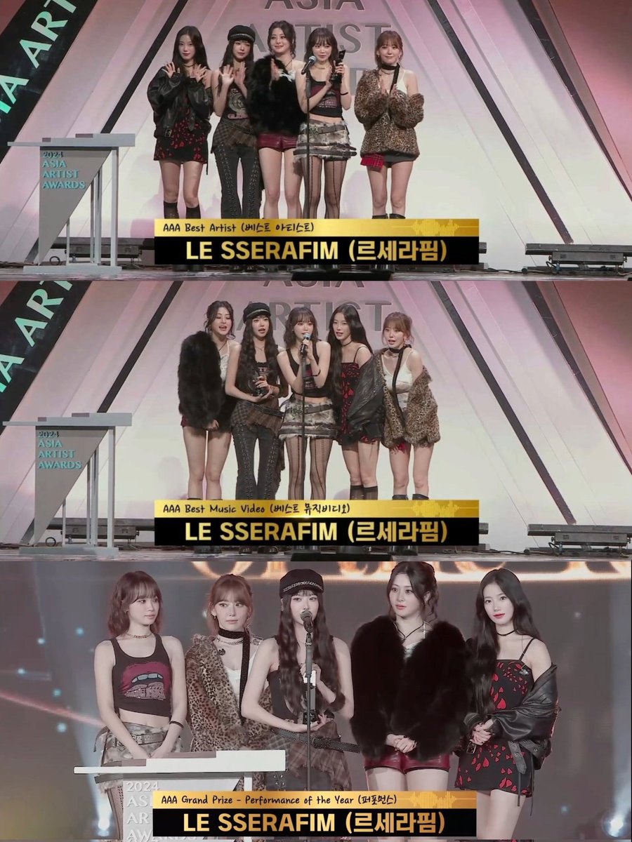 르세라핌 3관왕에 대상도 받고 무대도 찢어놔서 진짜 너무 자랑스러워 🥹 벅차서 잘 수 없을 거 같아 ❤️‍🔥❤️‍🔥❤️‍🔥