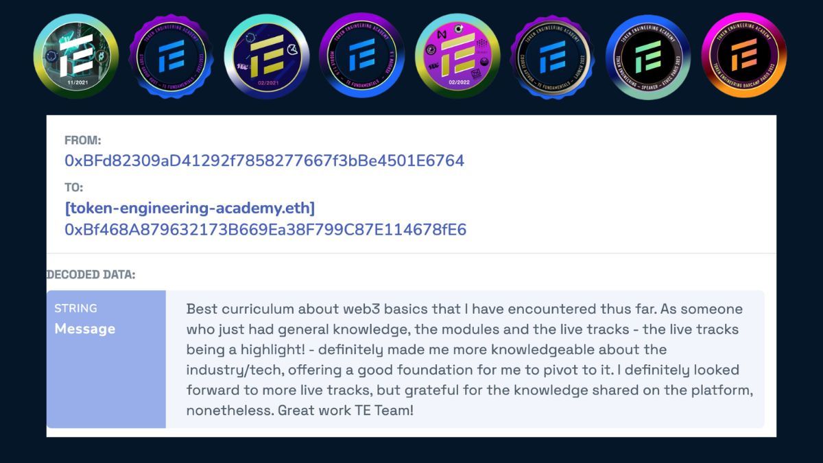 tokengineering's tweet image. “Best curriculum about web3 basics that I have encountered thus far&quot;. 

This thoughtful attestation highlights the commitment and dedication of our #TEFundamentals course creators, collaborators, and Study Season Live Track hosts over the past four years.

Show your appreciation,…