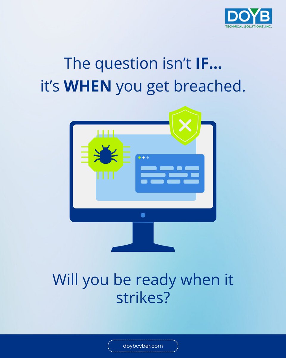 DOYBTech's tweet photo. They didn’t think it would happen to them—until it did.

One of our clients once called us in a panic after their network was breached. Without a plan, they were left scrambling, trying to minimize damage.

With our help, they not only recovered but implemented a robust strategy to prevent it from happening again.

We believe in preparing for the inevitable. Cyber threats are a matter of 'when,' not 'if.'

Let us help you build resilience and ensure your business is ready for anything.

Don’t wait until it’s too late. Visit https://t.co/MPjQ9LXq5z. 🔐

#BePrepared #CyberResilience #BusinessContinuity