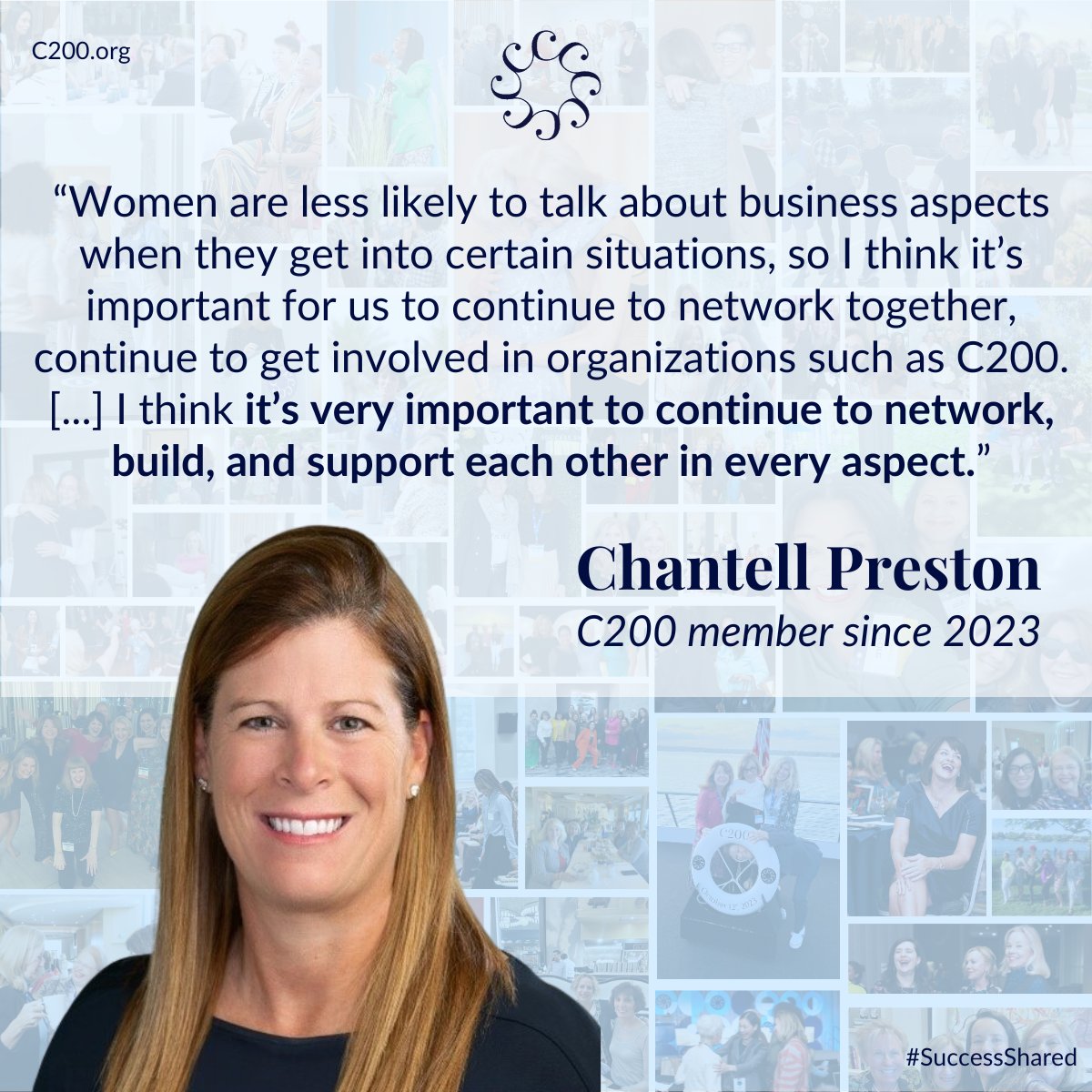 committeeof200's tweet photo. 📢 Chantell Preston | C200 member since 2023

A #WomanInBusiness who finds community with like-minded peers will find her confidence when standing before a meeting room full of men. Make a difference for this important community by donating to C200 today: https://t.co/lJTP3VELDS https://t.co/5705G2VNn2