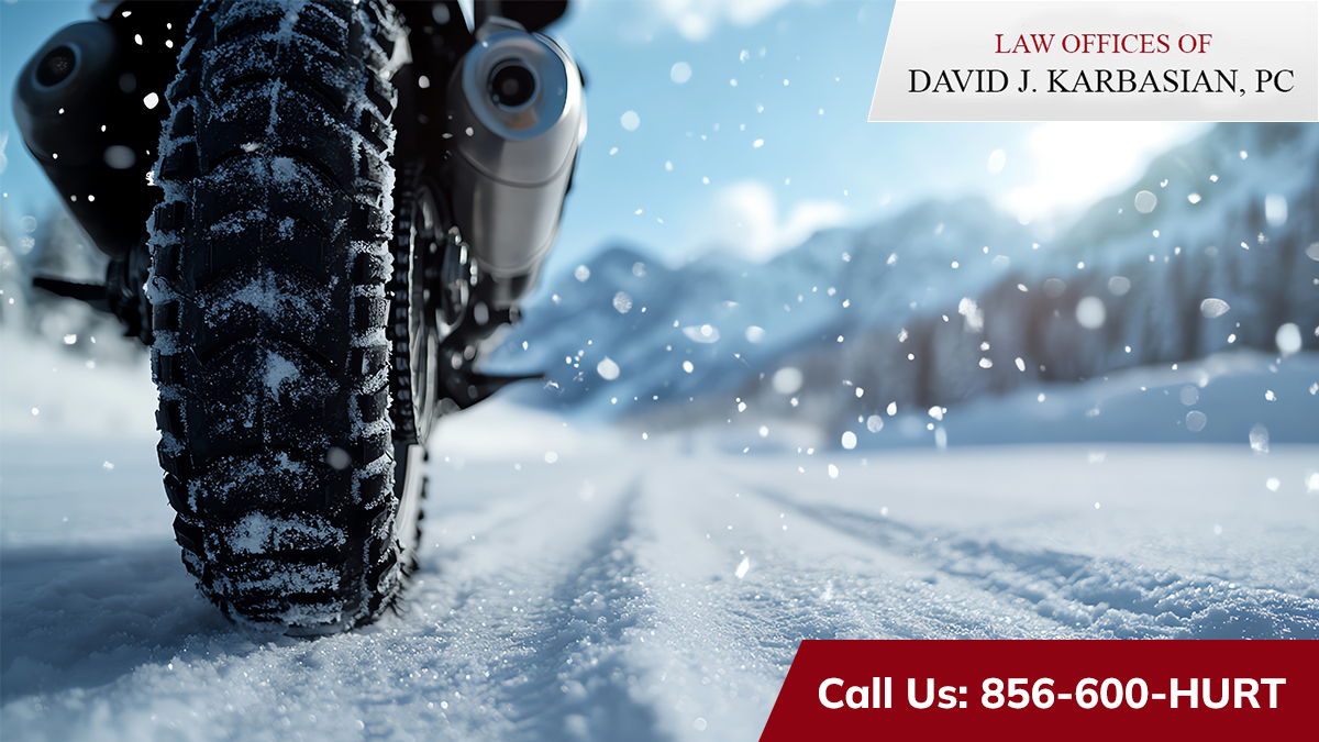 You can minimize the chances of a #motorvehicleaccident in #NewJersey in the winter by properly preparing your vehicle. Make certain your tires are in good shape and that all your fluid reservoirs are topped off. Call #personalinjury #attorney David Karbasian at 856-600-HURT.